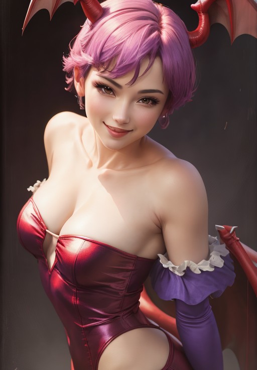 sfw, <lora:darkstalkers_lilith_nai:0.8>, darkstalkers_lilith, portrait, smile, (seductive, alluring, charming:1.3), seductive, (ultra-high res, high details, absurdres:1.3)