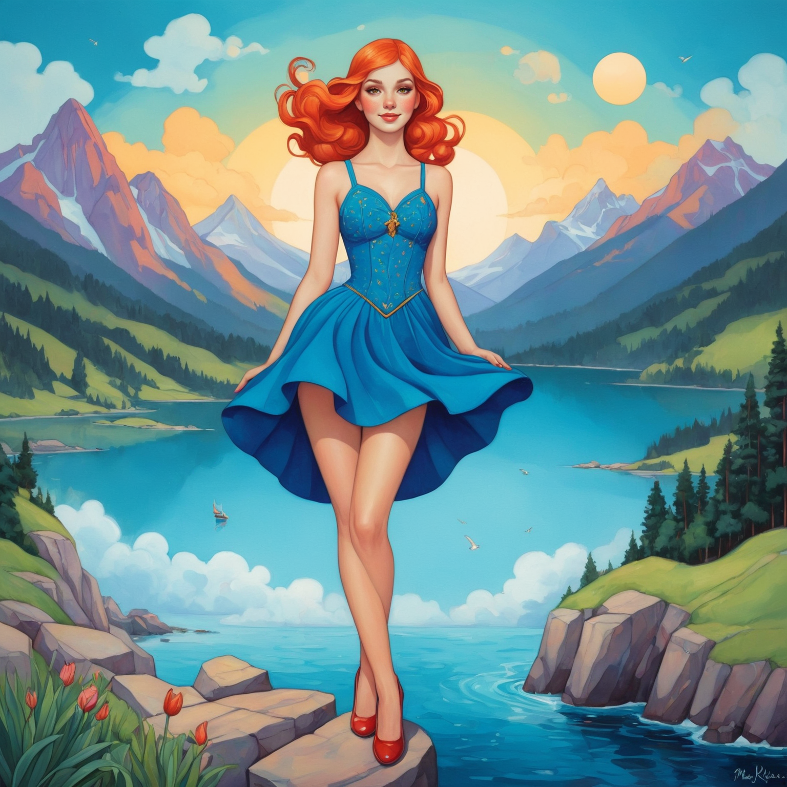 <lora:EnvyCelShadedXL01:0.75>  by Martine Johanna and Thomas Kinkade in the style of Natalia Rak,   surreal art