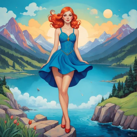 <lora:EnvyCelShadedXL01:0.75> by Martine Johanna and Thomas Kinkade in the style of Natalia Rak, surreal art