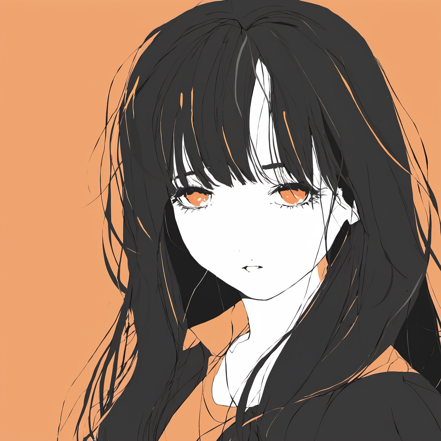 <lora:mourning_girl_xl:0.8>,1girl,orange background,