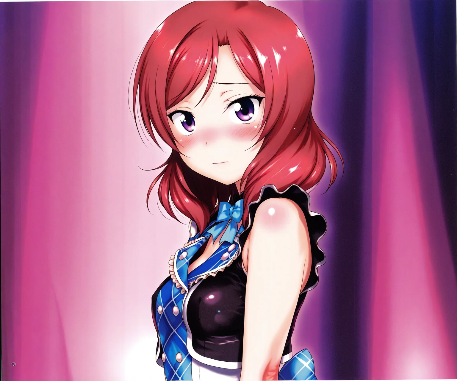 masterpiece, best quality, amazing quality, sfw, 1girl, solo, idol clothes, looking at viewer, nishikino maki, <lora:Hechi style ILL-v2:1> hechi