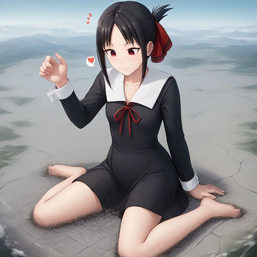 score_9, score_8_up, score_7_up, score_6_up, macro, giga macro, giantess,( 1girl:1.5), solo, solo focus,
(kaguya shinomiya, short hair, bangs, black hair, red eyes, hair ribbon, sidelocks, folded ponytail, parted bangs, long sleeves, dress, ribbon, school uniform, collarbone, black dress, sailor collar, white sailor collar, red ribbon, neck ribbon, shuuchiin academy school uniform, bare legs, barefoot, looking down, sweating:1.3),
(cute female, love:1.5), (shy:1.2), (smile:1.2), blushing, happy, 1girl, perfect feet, feet, looking down, long fingernails, long toenails, (sweat, sweaty, very sweaty:1.5), (dirty feet, floating hearts:1.3),
extreme detail, realistic, realism, masterpiece, perfect lighting, bloom, cinematic lighting, highres, (ultra realistic, 32k, masterpiece:1.2), (high detailed skin:1.1), (high quality:1.1), bokeh, luminescent background, foreshortening, depth of field,
sunny blue sky background, destruction, landscape dwarfing, cities, landscape, mass destruction, trail of destruction,