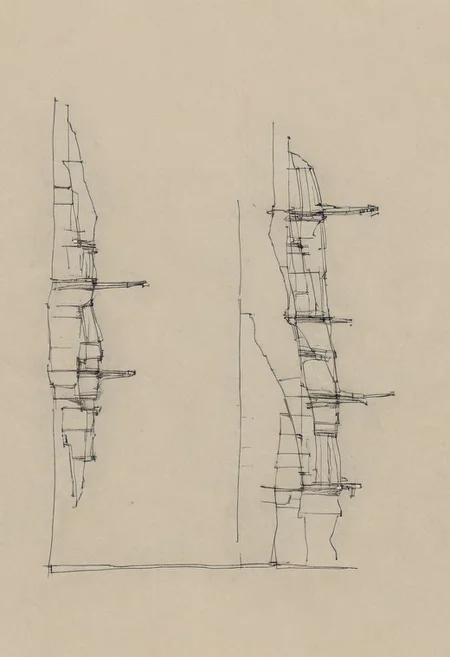 a professional hand sketch of architecture,
(POV view , DOF, first people view from the entrance, low angle shot:1.4),
(Ancient civilization, Alien Prometheus movie scene, dune movie scene:1.5), (The colonial city of the future, in the mist-filled Grand Canyon, on an unknown Earth-like planet, 2 moon on sky, Spaceship flight connects colonies, waterfulls:1.3), (Machu Picchu, a mountain settlement, incredibly spectacular:1.2), (Mario Botta:1.3), (avant-garde, future, reality, science fiction, photorealistic), (modern architecture:1.2), White limestone with black granite, fountain, waterfall, landmark, square, path, narrow street,
(Large Files, Ultra Realistic, 8K, 16k, FHD, HD, VFX, Perfect, Photography, composition, Architecture Sales Photography, Architecture Competition, Ultra High Resolution, Cinematography, High Resolution Image:1.1), (dramatic lighting, direct sunlight, ray tracing, clear shadow:1.2), (real landscape:1.1), (blurred background:1.0), (urban background, more_details) ,
great lighting, extremely detailed, hillscastel, Neo Classic, Architecture sketch