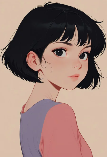 HDR, 8K, high contrast, masterpiece, best quality, amazing quality, very aesthetic, retro artstyle, realistic, promotional art, newest, volumetric lighting,
(artist:incase:0.5), (artist:tsuaii:0.5), (flat colors:2), haiz_ai, no lineart, no outline, color theory,
1girl, portrait, short dark hair, black eyes,
Neutral background,