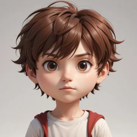 Portrait of a ruddy young man, chibi, super deformed, 20yo, Photorealistic simple volumetric light background, ColorART, CGI,