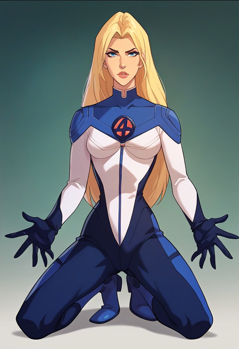 score_9, score_8_up, score_7_up, masterpiece, high quality, source_cartoon, 1girl, solo, alone, 
iwWGH, blonde hair, long hair, blue eyes, lips, makeup, multicolored bodysuit, blue gloves, blue footwear, 
full body, facing forward, looking at viewer, science lab,