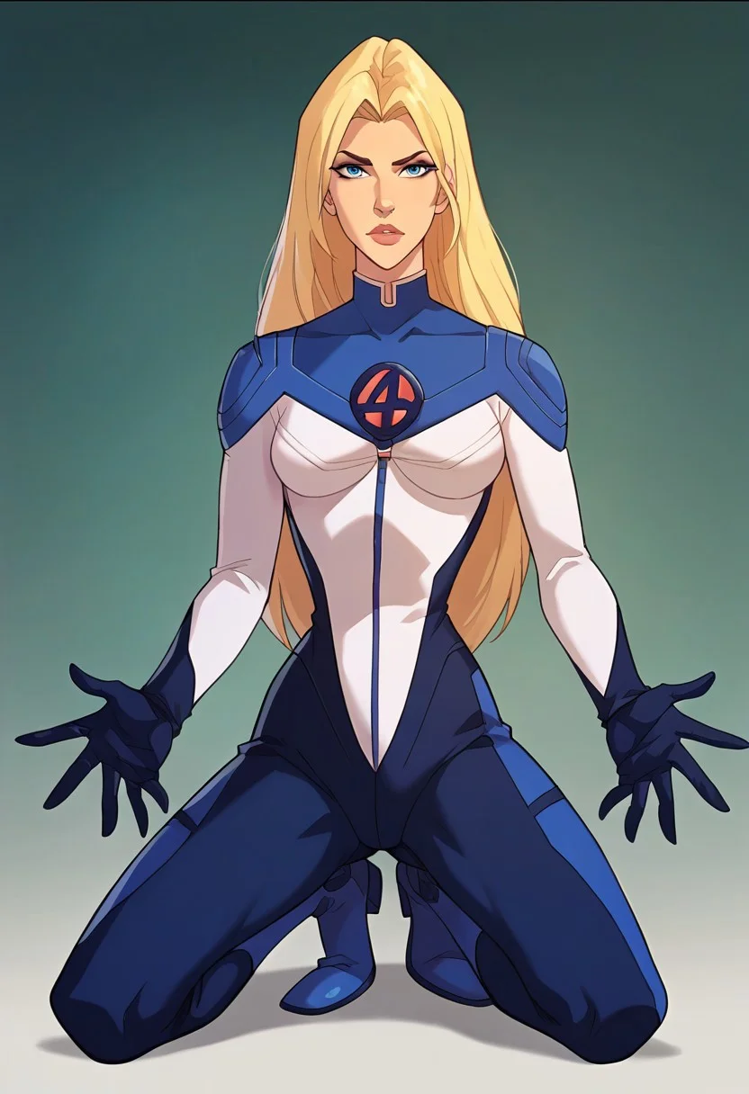 score_9, score_8_up, score_7_up, masterpiece, high quality, source_cartoon, 1girl, solo, alone,
iwWGH, blonde hair, long hair, blue eyes, lips, makeup, multicolored bodysuit, blue gloves, blue footwear,
full body, facing forward, looking at viewer, science lab,