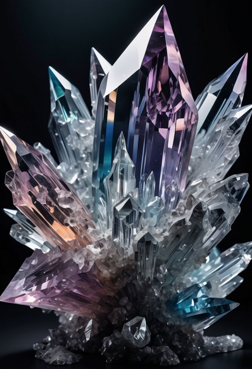 Craft a mesmerizing artwork depicting a stunning crystal void, where shimmering, translucent crystals of various shapes and sizes float weightlessly in a vast, dark expanse. Each crystal radiates a soft, ethereal glow, casting gentle reflections and refractions of light that dance across the void. The intricate facets of the crystals capture and play with the ambient light, creating a breathtaking kaleidoscope of colors and patterns. The emptiness of the void is filled with the serene beauty of these crystalline formations, evoking a sense of wonder and tranquility in the viewer.