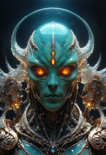 A multicolored translucent artialien, (translucent head:1.6), glowing eyes, neon highlights, strong jawline, intricate textures,
extremely detailed background, planetary view,
hyperdetailed realistic illustration, intricately detailed, highest quality,
BREAK, stylized photo, ultra level of detail and precision in the art, masterpiece, mixed media, intense mood, detailed shading,
subsurface scattering, light leaks, soft shadows, film grain, Dutch angle, narrow DoF, cinematic composition, mystic haze, dusty atmosphere, very detailed skin, HDR, RAW photograph, eye catchlights, mystic haze, dusty atmosphere, complementary colors
