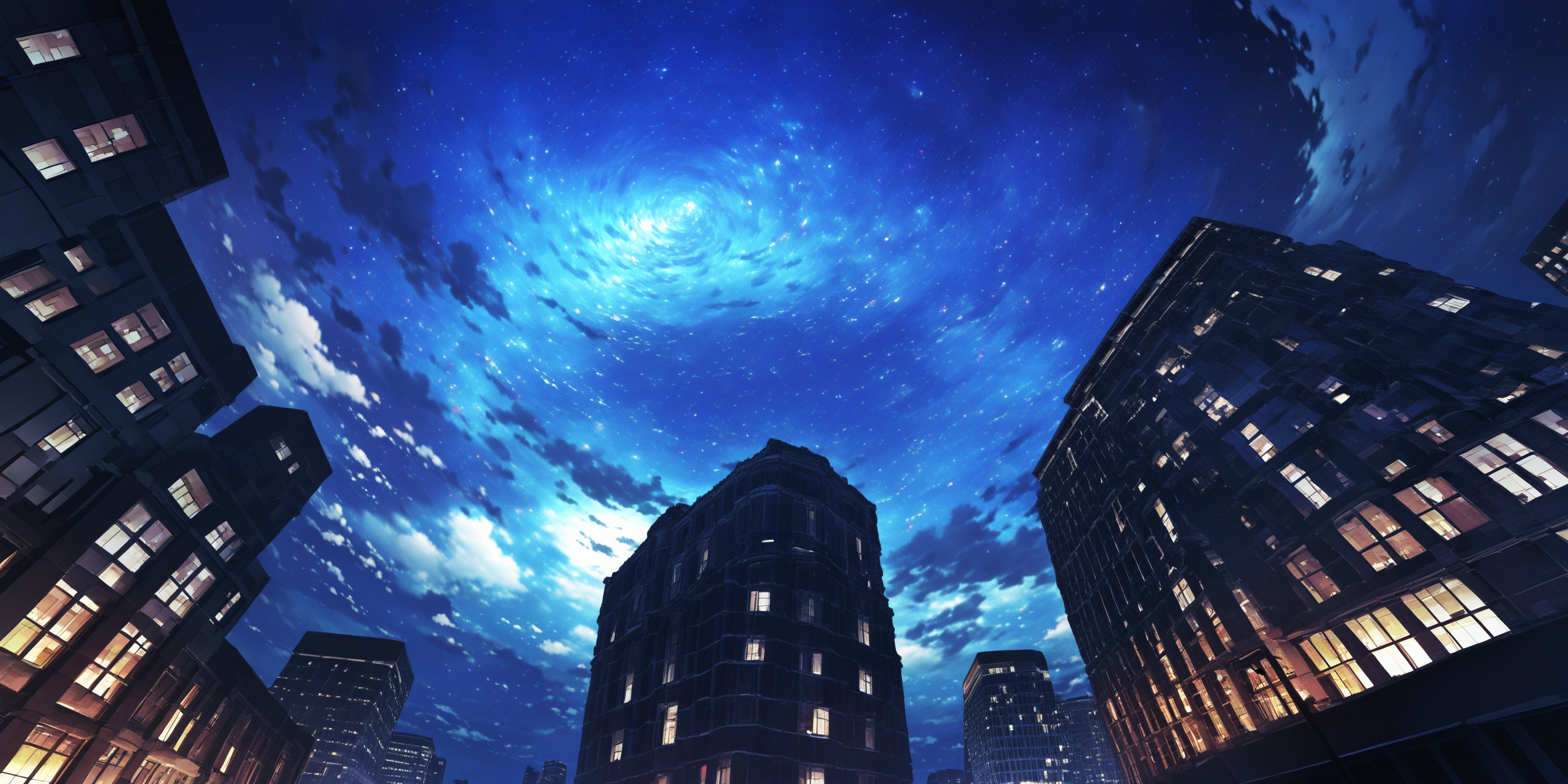 sky, star \(sky\), night, cloud, starry sky, no humans, moon, outdoors, building, night sky, city, cityscape <lora:lifelineXL_NB11_lokr_V6311P:0.95>