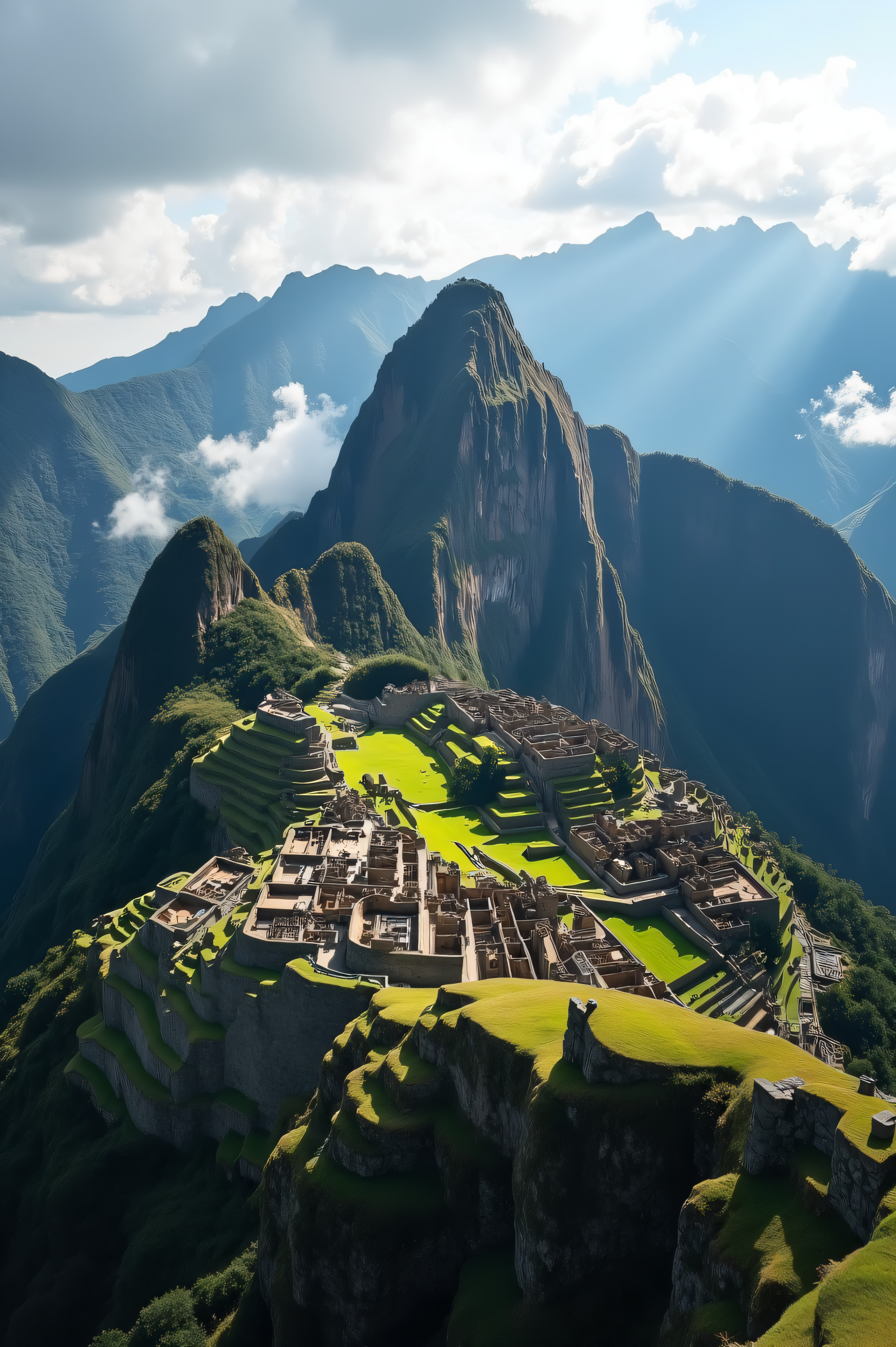 (Highest quality),(masterpiece:1.2),(Very detailed:1.2),Ultra-high resolution,RAW color photos,8K,Vast landscape photography,Realistic photos,Elaborate photos,Skydiving viewpoint,Written boundary depth,Sharp focus,In the clouds,Machu Picchu,Beautiful colors,Written boundary depth,Wide Light,Low contrast,Backlight,Sharp focus,Vibrant colors,moving composition