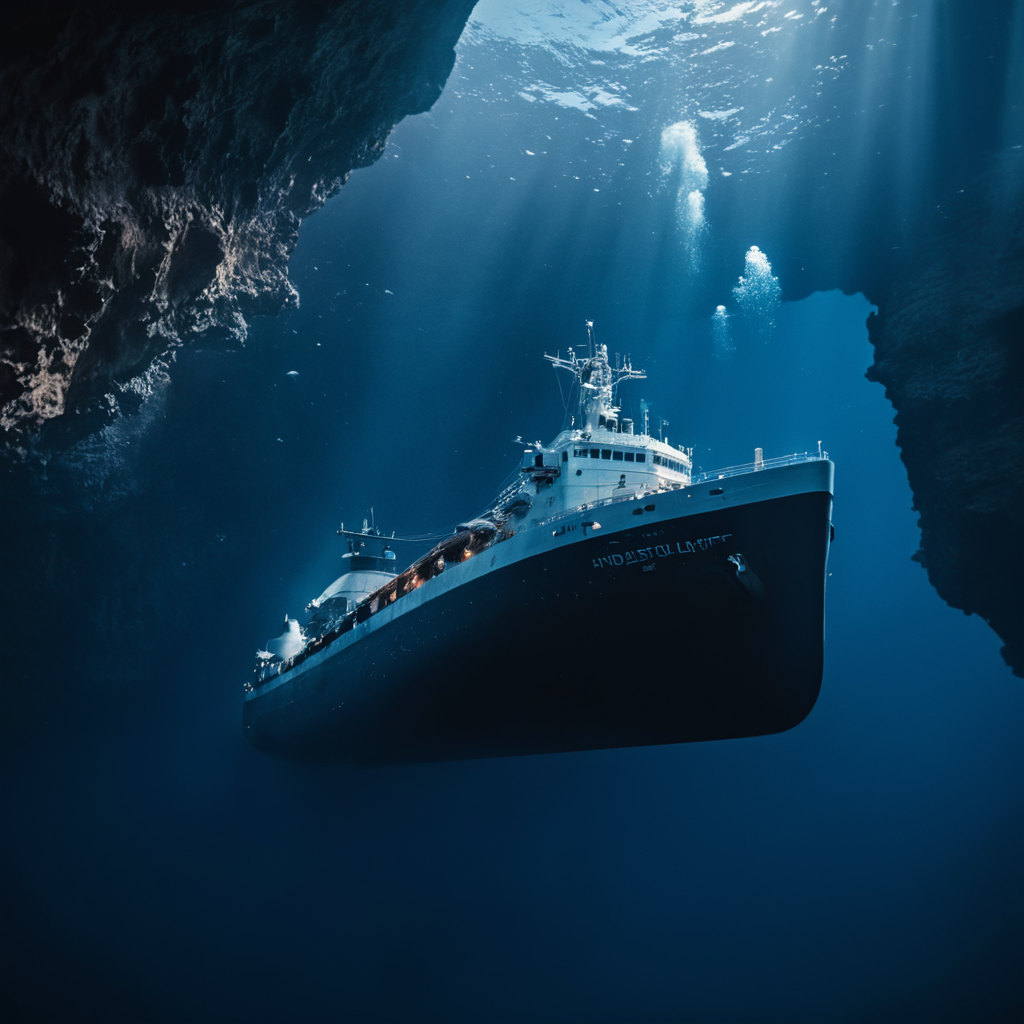 cinematic film still of  <lora:underwater style:1>
In the deep blue underwater a large ship floating in the ocean next to a cave,water,no humans,fire,scenery,reflection,science fiction,watercraft,ship , realistic, realism, photorealism, hyperrealism, hyperrealistic, realistic, sharp, detailed, documentary style, film light style, movie still, photography, artistic, perfection, contrast, cinematic, filmic, high quality photo,  8k quality, colorful, different animals, national geographic style, different creatures, different color, underwater style, shallow depth of field, vignette, highly detailed, high budget, bokeh, cinemascope, moody, epic, gorgeous, film grain, grainy
