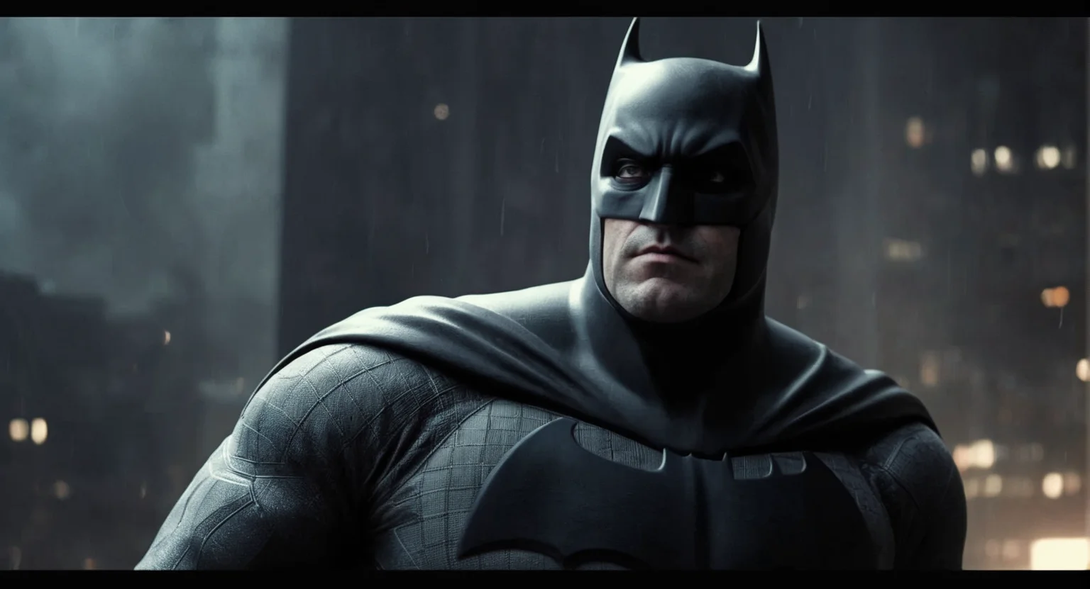 concept art of  Cinematic Film stock footage in (arri alexa style) Kodak film print,   <lora:batman:1> batman a man in a batman mask and goggles, digital artwork, illustrative, painterly, matte painting, highly detailed