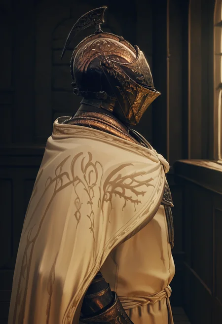 score_9, score_8_up, score_7_up, score_6_up, score_5_up, score_4_up, 1girl <lora:Leda:0.95> solo, faceless, eyeless, helmet, full armor, cape, from side,
dungeon background, indoors,