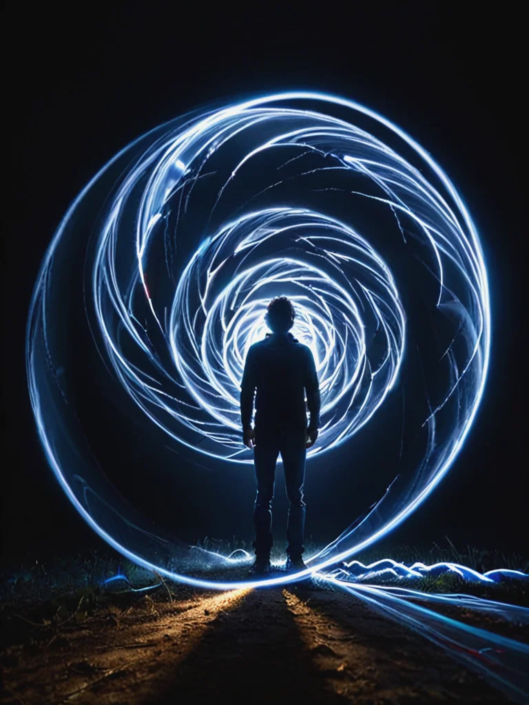 ral-exposure, a spiral light painting in the dark <lora:ral-exposure-sdxl:1>
