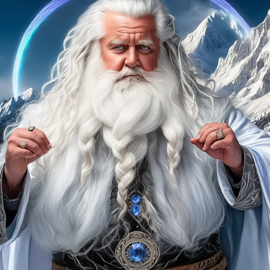 8k expansive portrait photo of an old wizard wearing silver tiara and rings with diamonds and sapphires casting a spell ,snowy mountain top, snowstorm, lighting flash, , huge braided white beard, long wavy windswept white hair, raised arms, dramatic gesture, blue and white robes, bushy eyebrows, male focus, bara, daddybear, obese, musclebound, huge biceps, , swirling thunderclouds, dramatic lighting, hyperrealistic, detailed background <lora:Big_Braided_Beards:1> <lora:Dynamic Poses:1>