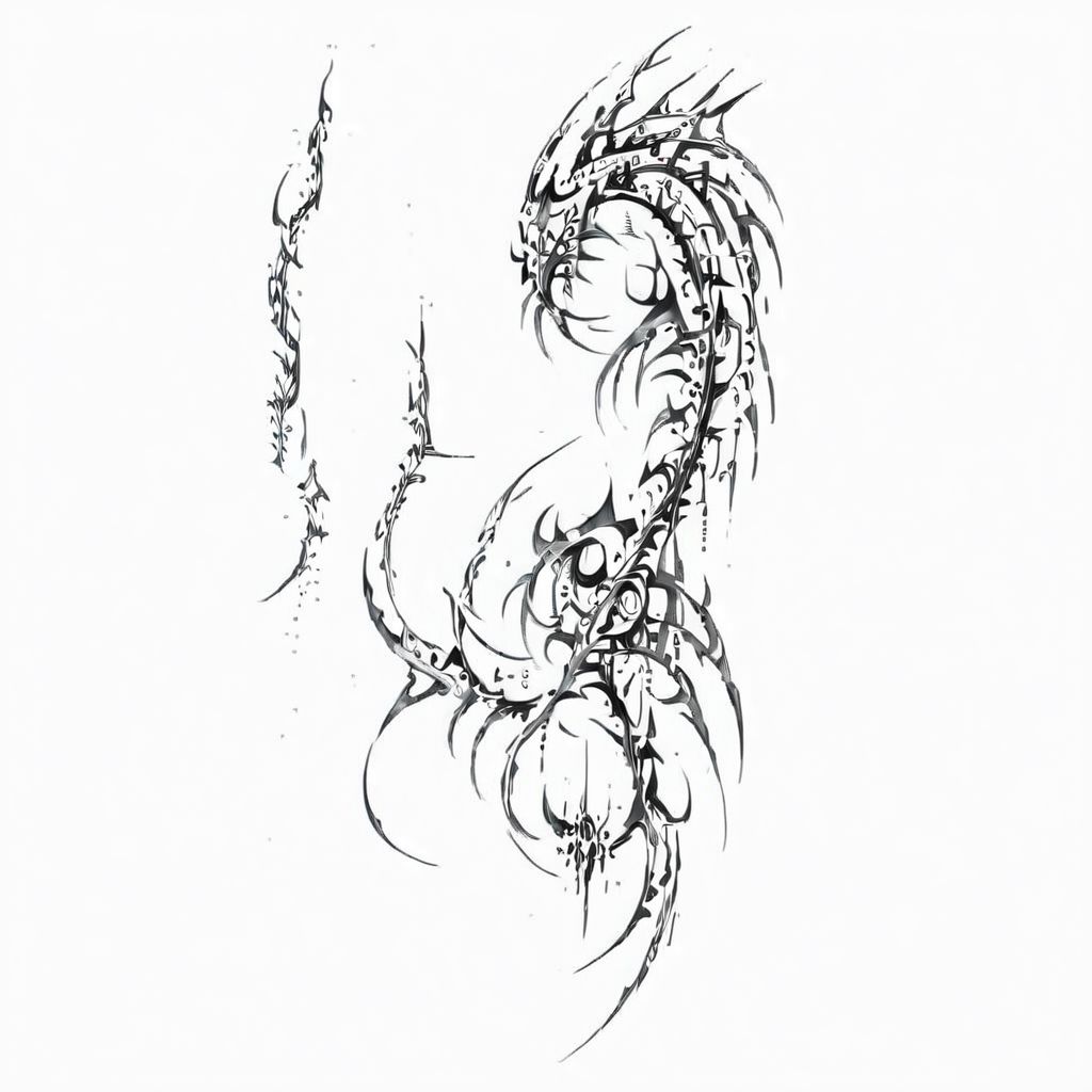 masterpiece, best quality, anime girl, ghost in the shell style, cyberpunk, cybersigilism, neotribal, tribal style tattoo, sketch, highlights, sparkle, gradient, greyscale, monochrome, no humans, white background, simple background, solo