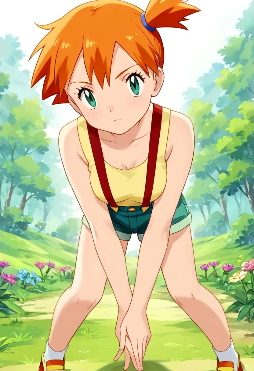 score_9, score_8_up, score_7_up,
pks,pokemon,
misty, 18yo, medium breasts
Red Suspenders
grass, flowers,
official art,
 <lora:pokemon_r1:1>
one_arm_handstand
front view
knees bent 
yoga pose vibe