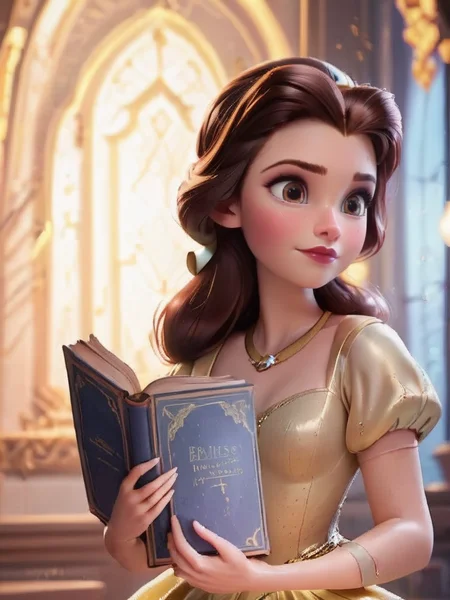 Princess Belle with book
score_9, score_8_up, score_8, volumetric lighting,  <lora:princess_pony_v1:1> <lora:add-detail-xl:0.7>