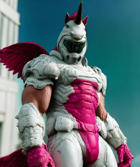 (realistic), doomicorn, wing, visor, 1man, male focus, muscular  <lora:Doomicorn:0.8>