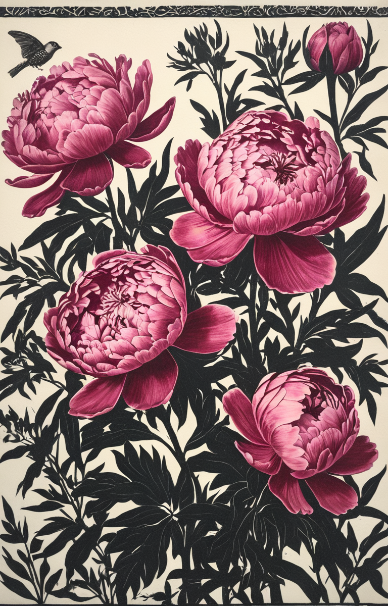 masterpiece,best quality,<lora:tbh39-sdxl:0.9>,illustration, decaying peonies