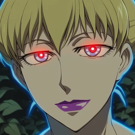 source_anime, ((score_9)),score_8_up,score_7_up,score_6_up,score_5_up,score_4_up, retro_artstyle, anime style, 1womanbrita_(darker_than_black), long_hair, blonde_hair, purple_lips large breasts, (blue eyes), (Contractor, red_pupils, glowing, glowing eyes), looking at viewer, facing viewer, masterpiece, best quality, highres, best illumination, depth of field, Artist style:urushihara satoshi, BR1T4,