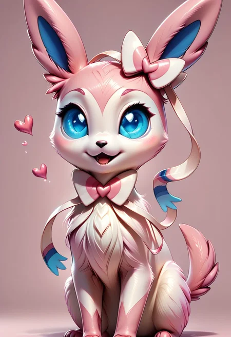 score_9, score_8_up, score_8,
Sylveon, solo, looking at viewer, open mouth, blue eyes, simple background, standing, tail, full body, gradient, gradient background, no humans, animal, blue background, animal focus,
hearts, pink theme,
looking at viewer,
OverallDetail