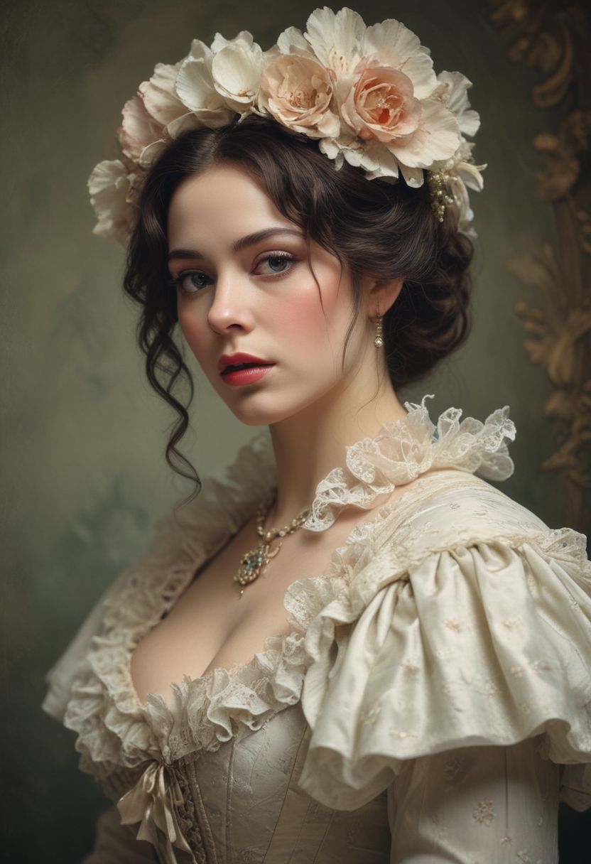 Close Up shot of Camille Monfort as the Victorian opera singer, Low saturation color photography, vintage, grunge, top light, masterful painting in the style of Anders Zorn | Marco Mazzoni | Yuri Ivanovich, Todd McFarlane, Aleksi Briclot, oil on canvas