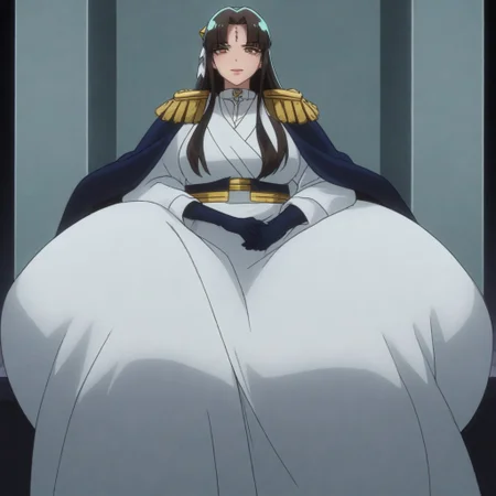 1girl,solo,thick thighs, (sitting on lap),Exquisite visuals, high-definition,masterpiece,best quality ,Beautiful Fingers,Beautiful long legs,Beautiful body,Beautiful Nose,Beautiful character design, perfect eyes, perfect face,expressive eyes, looking at viewer, official art,extremely detailed CG unity 8k wallpaper, dark lighting, Bright_Front_face_Lighting, (masterpiece:1.0),(best_quality:1.0), ultra high res,4K,ultra-detailed, photography, 8K, HDR, highres, absurdres:1.2, film grain, bokeh:1.2, lens flare, (vibrant_color:1.2), (beautiful_face:1.5), masterpiece, best quality, professional, solo, 4k,detailed,michiko, long_hair, black_hair, epaulettes, facial_mark, yellow_eyes, forehead_mark, japanese_clothes, black_gloves, hair_ornament, cape, makeup  ,gorgeous face, beautiful eyes, happy, thick thighs, beautiful face, (chubby), (fat), ((milf)), hearts, seductive, (wide hips), bangs, looking at viewer,(gigantic ass:1.9),huge thighs