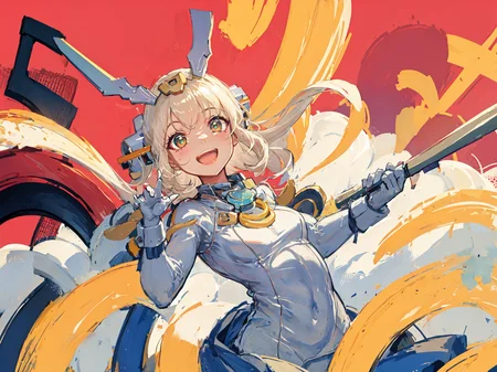 masterpiece, best quality, solo, 1girl, <lora:baZerarudoFrameArm_baZerarudo:1>, ba-zerarudo, leotard, smile face, open mouth,