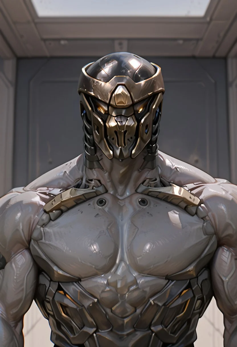 8K, In'ei, perfect depth of field shot, masterpiece, photographic realism, 8K CGI render, beautiful, sharp focus, crisp details, masterclass animation, source_anime, masterpiece,best quality,amazing quality, masterpiece, best quality,chitauri,helmet,visor, newest, absurdres, highres, perfect anatomy, standing, very aesthetic, battlefield,close-up,Upper body focus