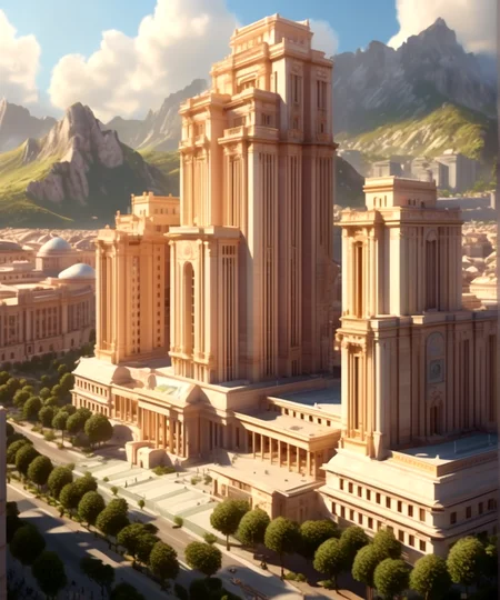 score_9, score_8_up, score_7_up,
<lora:Authoritarian_Architecture_(Architecture)_(SDXL)_(AD):0.8> authoritarian, scenery, building, city, cityscape, architecture, monumental architecture,
8K, In'ei, chiaroscuro, soft natural volumetric cinematic perfect light, perfect depth of field shot, ray tracing, photometry, beautiful, subsurface scattering, idealized modern city, wide beautiful boulevards, busy city center, parks and manicured lawn areas, large parks, plazas, skyscrapers, hyper detailed, art by Thomas Kinkade, detailed background, detailed photographic fluffy anime clouds, Unreal Engine, CGI render, absurdly detailed, modern era photograph, masterclass oil painting, made of sandstone and concrete, monumental skyscrapers, vivid white sandstone, rose sandstone, tan sandstone, marble, low angle shot,
BREAK zPDXL, zPDXLxxx, <lora:wowifierXL:0.2> art by mooncryptowow <lora:sdxl_lightning_8step_lora:0.4> <lora:detailed_notrigger:0.5>