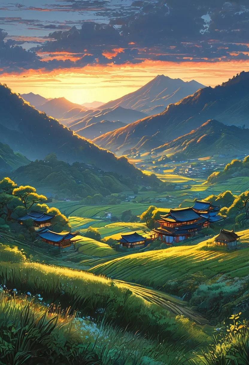 A captivating night scene illustration the Japanese Countryside This enchanting artwork captures a serene and peaceful early morning, where the sun is just starting to rise over the beautiful hills and, creating a cinematic experience
illustration, cinematic
<lora:DonM3t3rn1tyXL-v1.1:0.7>, DonM3t3rn1tyXL,
OverallDetailXL <lora:MJ52:0.3> <lora:SDXLFaeTastic2400:0.4> <lora:EpicF4nta5yXL:0.7>