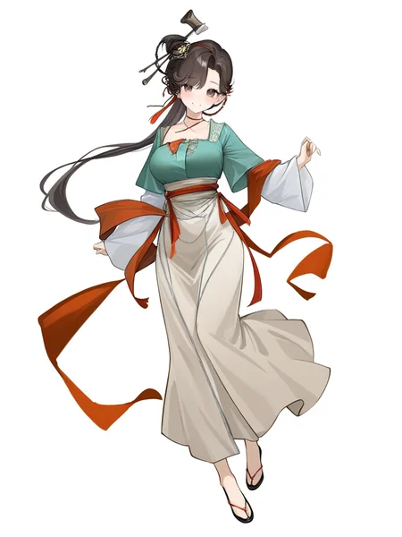 1girl,collarbone,jiu niangzi,looking at viewer,smile,solo,simple background,white background,,full body,canonicals,<lora:jiuniangzi-000012:0.9>, masterpiece, best quality, very aesthetic, absurdres