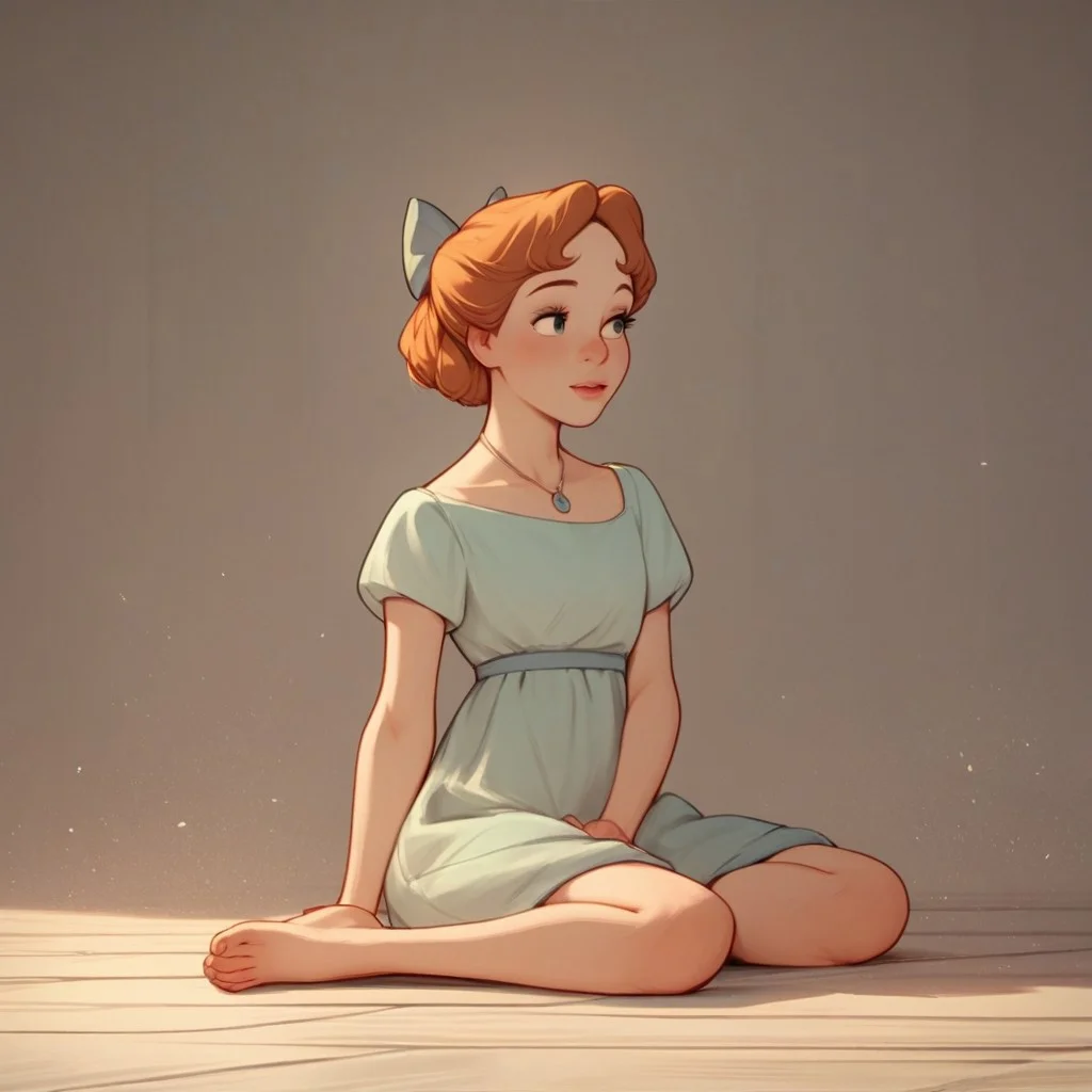 score_9, score_8_up, score_7_up, score_6_up, score_5_up, score_4_up, 1girl, wen_dy, sitting on the floor, barefoot