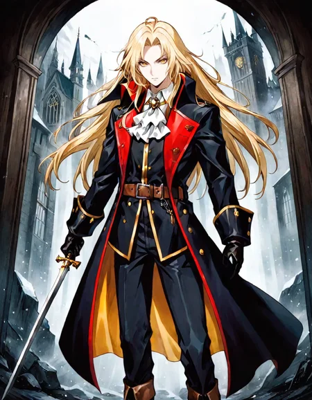 anime artwork photograph sotn, Alucard, 1boy, holding weapon, holding sword, male focus, long hair, blonde hair, white ascot, black gloves, white background, coat, belt, pants, simple background, yellow eyes, cape, jacket, long sleeves, closed mouth, boots, black footwear
<lora:sotn:.6>
<lora:offset_0.2:0.5>, 50mm . cinematic 4k epic detailed 4k epic detailed photograph shot on kodak detailed cinematic hbo dark moody, 35mm photo, grainy, vignette, vintage, Kodachrome, Lomography, stained, highly detailed, found footage . anime style, key visual, vibrant, studio anime, highly detailed