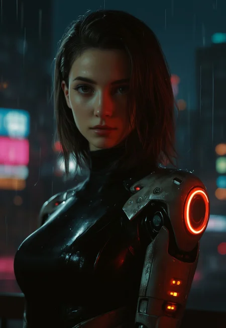 1girl, ultrarealistic, real photo, detailed skin, visible pores, looking at viewer, cyberpunk, terminator cyborg woman, mechanical robotic body, rainy city, at night, wet, neon light,
(8k uhd:1,4)
(((full clothed)))
(((((upper body))))), dynamic pose
<lora:Dynamic Poses:1>
<lora:detailed_notrigger:1>
(((full clothed)))