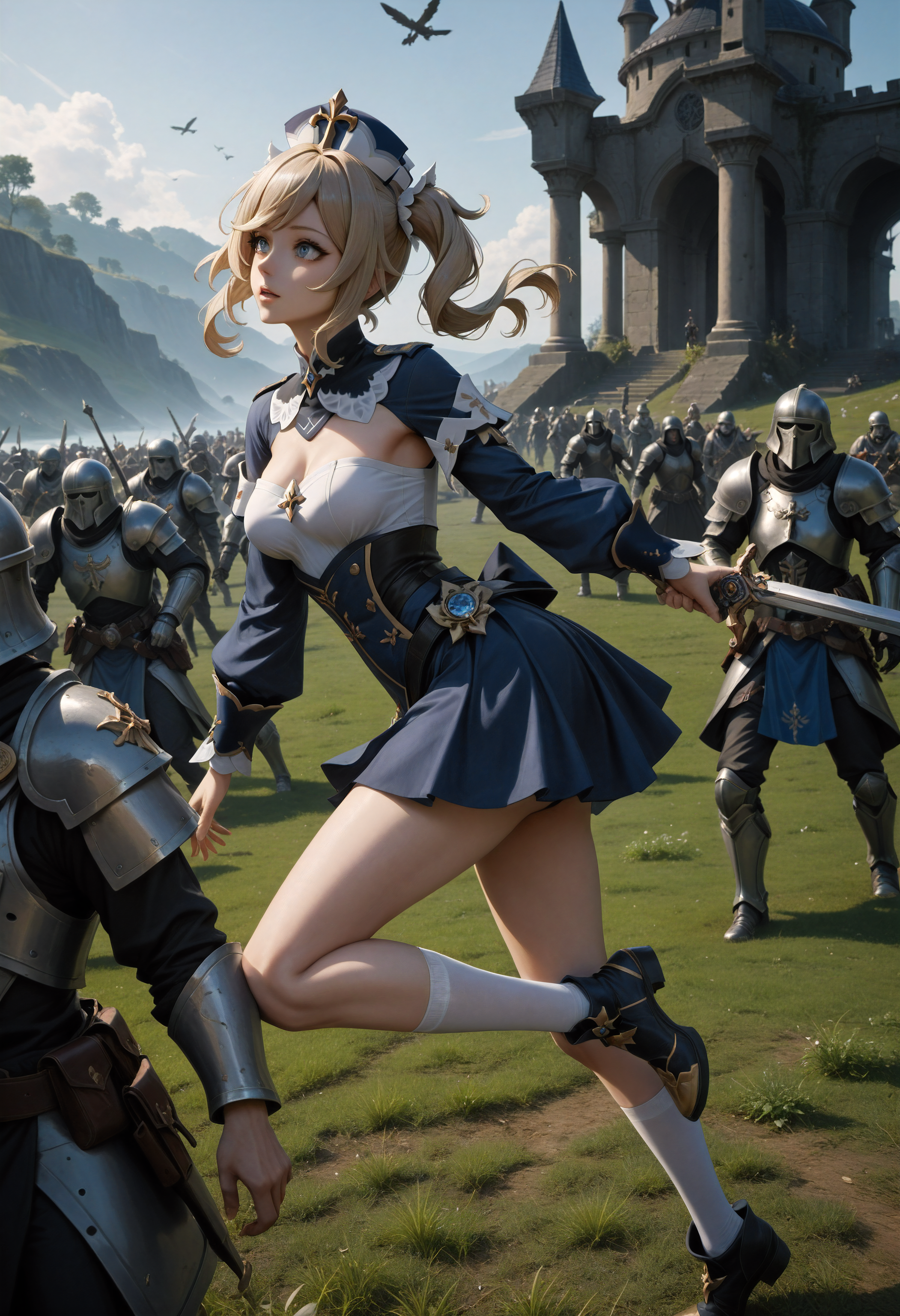 score_9, score_8_up, score_7_up, 1girl, barbara_\(genshin_impact\), genshin_impact, blonde_hair, blue_eyes, side view, leg lift, interstellar space, outdoors, vintage photo, fbf_ud.safetensors, <lora:test\fbf_ud.safetensors:1.0>