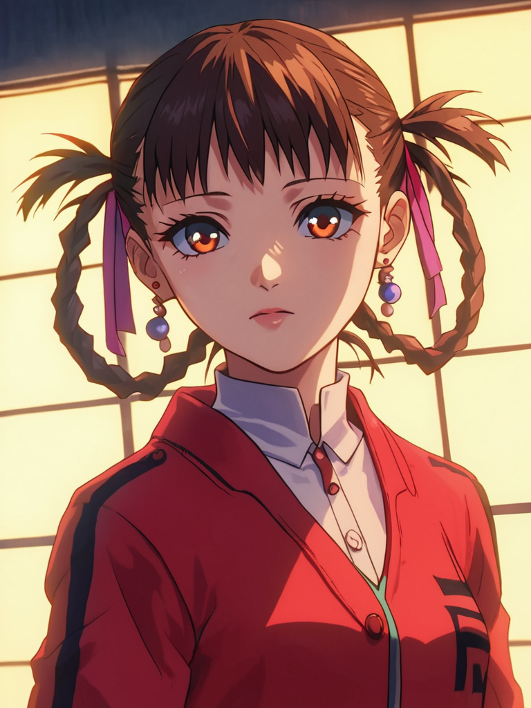 score_9, score_8_up, score_7_up, volumetric lighting,
 sawa, 
brown hair, jewelry, jacket, braid, hair rings, red jacket
<lora:akite_pony_v1_mx:0.9>