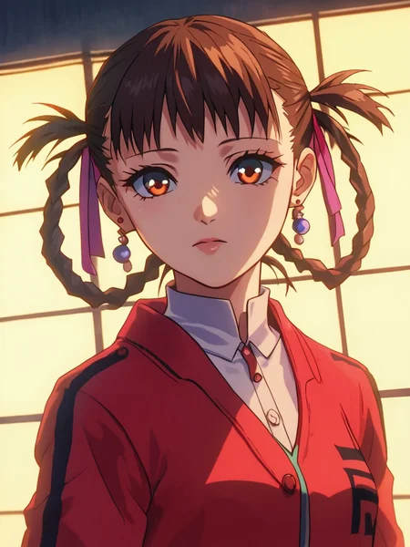 score_9, score_8_up, score_7_up, volumetric lighting,
 sawa, 
brown hair, jewelry, jacket, braid, hair rings, red jacket
<lora:akite_pony_v1_mx:0.9>
