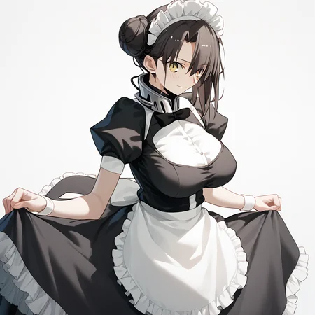 <lora:Takeuchi_Takashi_PonyXL_style_v01:1>
<lora:agent.pony:1>
score_9 , score_8_up , score_7_up , source_anime , 
masterpiece , best quality , ultra-detailed , 
BREAK
agent \(girls' frontline\), maid
1girl , woman , huge breasts , light smile , light blush , ((jeanne d'arc (fate)):0.5)  , 
long black hair  , maid dress ,  
hidden hands