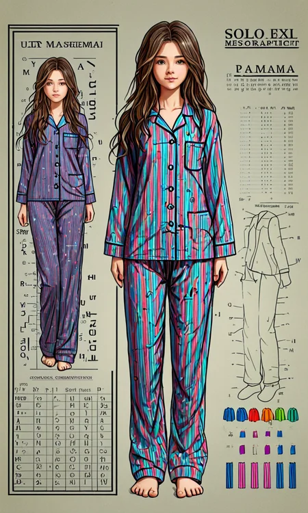 full body,(infographic:1.2), pajamas, patent drawings, physical measurement, (all clothes configuration:1.15), stationery, (solo), standing, cohesive background, (character sheet:1.2), (masterpiece), ((best quality)), (ultra-detailed), ((an extremely delicate and beautiful)),detailed background,(by exquisite colors block),(by exquisite colors block),depthoffield,colorful, (1girl:1.1),(long hair, messy hair,floating hair) ,tachi-eï¼
 <lora:tiny_people-000018:1>