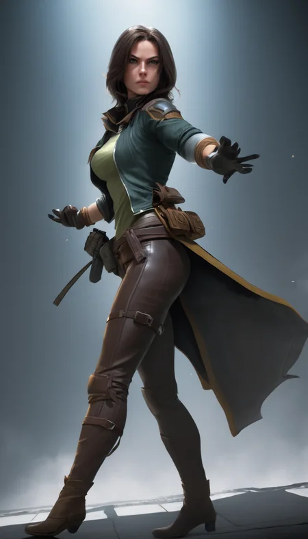 Cinematic scene, hero view, female rogue <lora:3d_xl_v3:1>, action pose, detailed background, masterpiece, best quality, high quality, absurdres