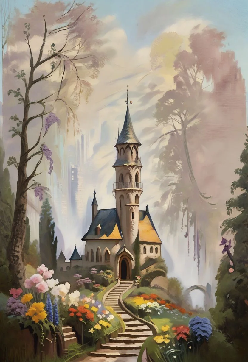 score_9, score_8_up, score_7_up, oil painting,
35mm photography, highly detailed, high detail, sharp focus, outdoor, beautiful scenery, castle, trees, flower,
