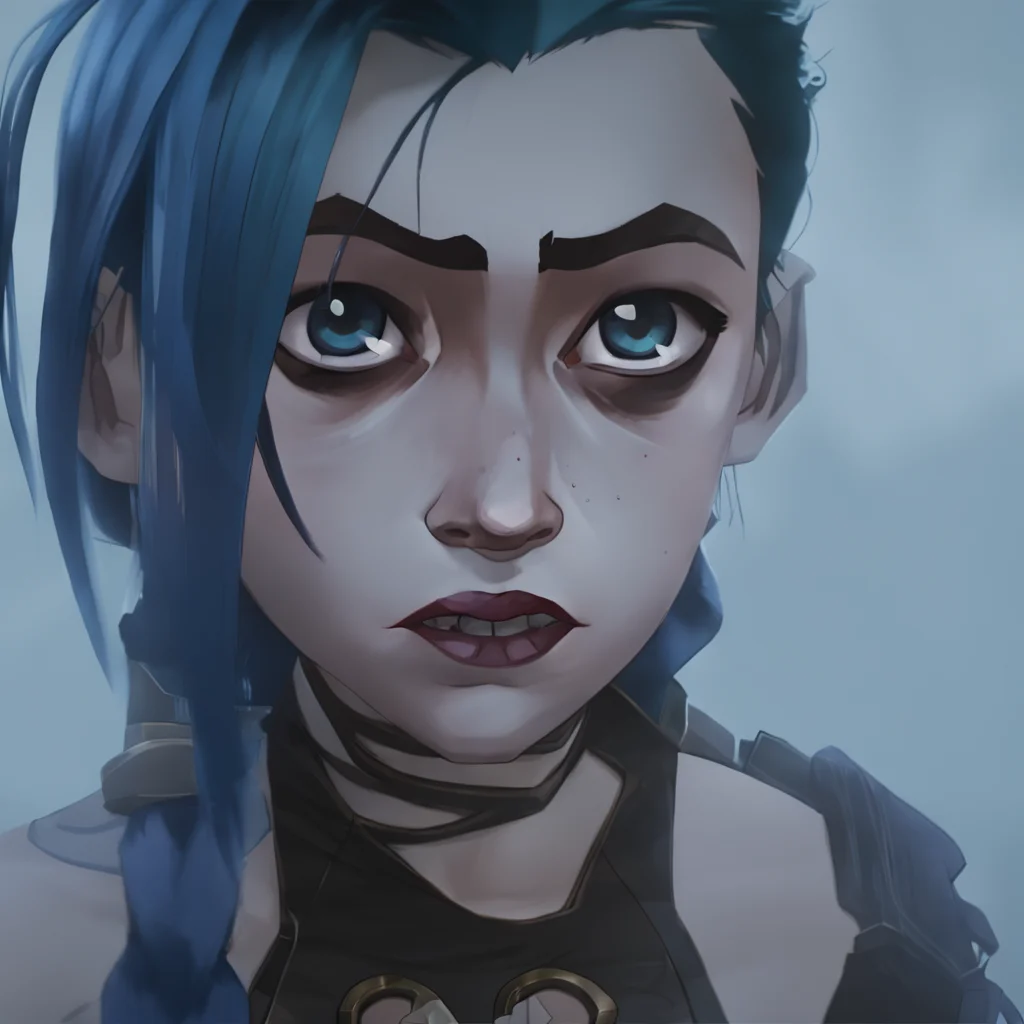 arcane, jinx, blue eyes, twin braids, blue hair, very long hair, bangs, lipstick, eye shadow, freckles, portrait, jinx (league of legends), shoulder tattoo, looking to the side, foggy, lips parted, teeth <lora:jinx:1>