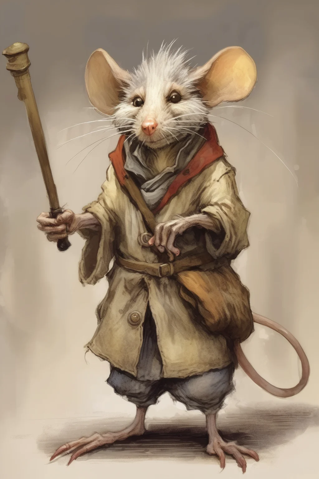 <lora:Jean-Baptiste Monge Style:1>Jean-Baptiste Monge Style - A scruffy sewer rat, in the style of Redwall illustrations.