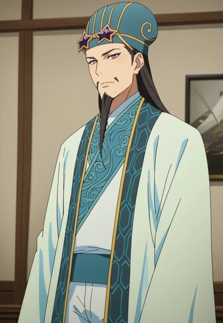 safe_pos, score_9, score_8_up, score_7_up, source_anime, rating_nsfw, ultra hd, absurdres, solo, masterpiece, best quality, best aesthetic, Expressiveh, wolfconf, burankoprn!, 1boy

YBKongming, hat, black hair, long hair, facial hair, chinese clothes, hanfu, anime screencap,looking at viewer