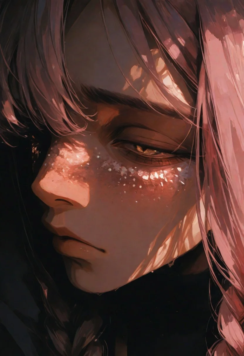 masterpiece,best quality,amazing quality,very aesthetic,newest,ultra detail, (score_9,score_8_up,score_7_up,score_6_up),hyper-detailed,ultra HD,cinematic lighting,(maeve:2.0),(looking at viewer:1.5),(pink hair:1.5,long braids:1.2),(deep emotional connection:1.4),(detailed facial features:1.4),(yellow eye:1.5,glowing eye:1.5,Cat pupil:2.0,Detailed eye),(white freckles,glowing freckles:2.0),small breasts,(bare shoulder:1.5),(Hanging breasts),(black kimono:1.5,kimono open,cleavage),(Tired expression:2.0),(dark circles under the eyes:1.0),(Sleeping face:1.5),(deeply distressed:1.5),reflective skin,(shiny skin:1.5),wet skin,oiled skin,(wet clothes:1.5,wet kimono:1.5,skin-tight clothing),(squinting eye:1.5),tabi,Calf,plump lips,(Sitting:1.5),side locks,makeup,floral print,(extreme close-up of face:2.5),(three-quarter view),(head tilted back),(chin raised),(one eye covered by hair),(depth of field),(face focus:2.0),(soft blur in background),(asymmetrical bangs),(dramatic lighting), <lora:illustrious_all_rated_v1:0.5><lora:ppw_v7_noobE11_6_r2_0.05:0.6><lora:nhl-001:0.6> nhl-001,limited palette,realistic,BREAK
Japanese house, Moody lighting,<lora:wasabi_natsume_style_r1:0.8> wasabi_natsume_illu,abstract, surreal,<lora:748cm_illu:0.4> 7481llu