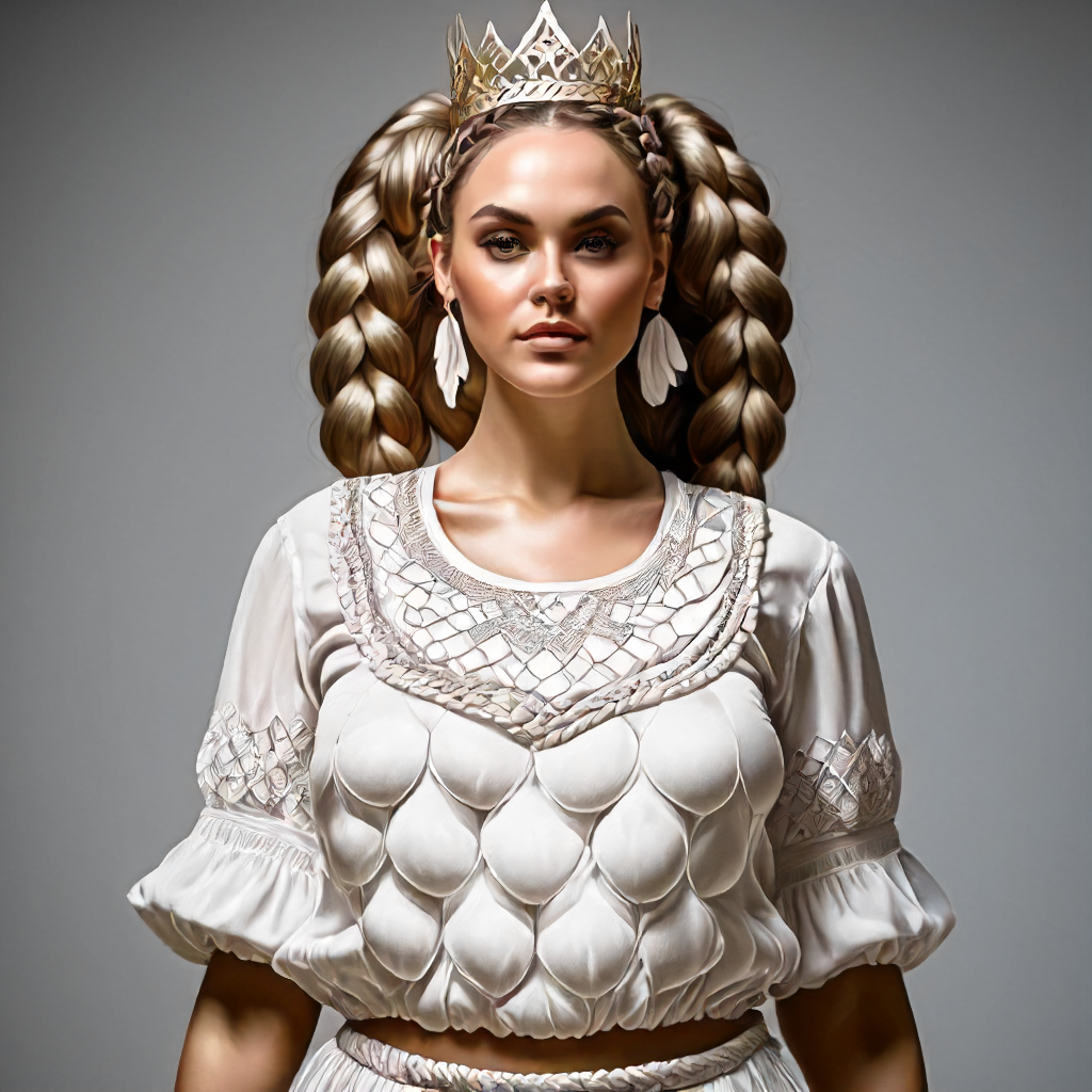 1girl,multiple breasts, fertility blouse, shirt, crown braid, (best quality:1.2), High quality texture, intricate details, detailed texture, High quality shadow, Cinematic Light, Depth of field, light source contrast, perspective <lora:Artemis_Ephesus_v4:0.7>