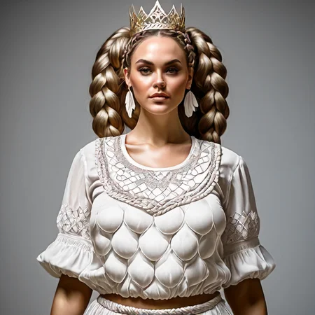 1girl,multiple breasts, fertility blouse, shirt, crown braid, (best quality:1.2), High quality texture, intricate details, detailed texture, High quality shadow, Cinematic Light, Depth of field, light source contrast, perspective <lora:Artemis_Ephesus_v4:0.7>